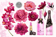 Watercolor floral fashion clipart, an Illustration by KarinkaBU (Thumbnail 2 of 9)