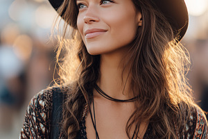 Stylish bohemian woman with braided, a Person Photo by MistyDay