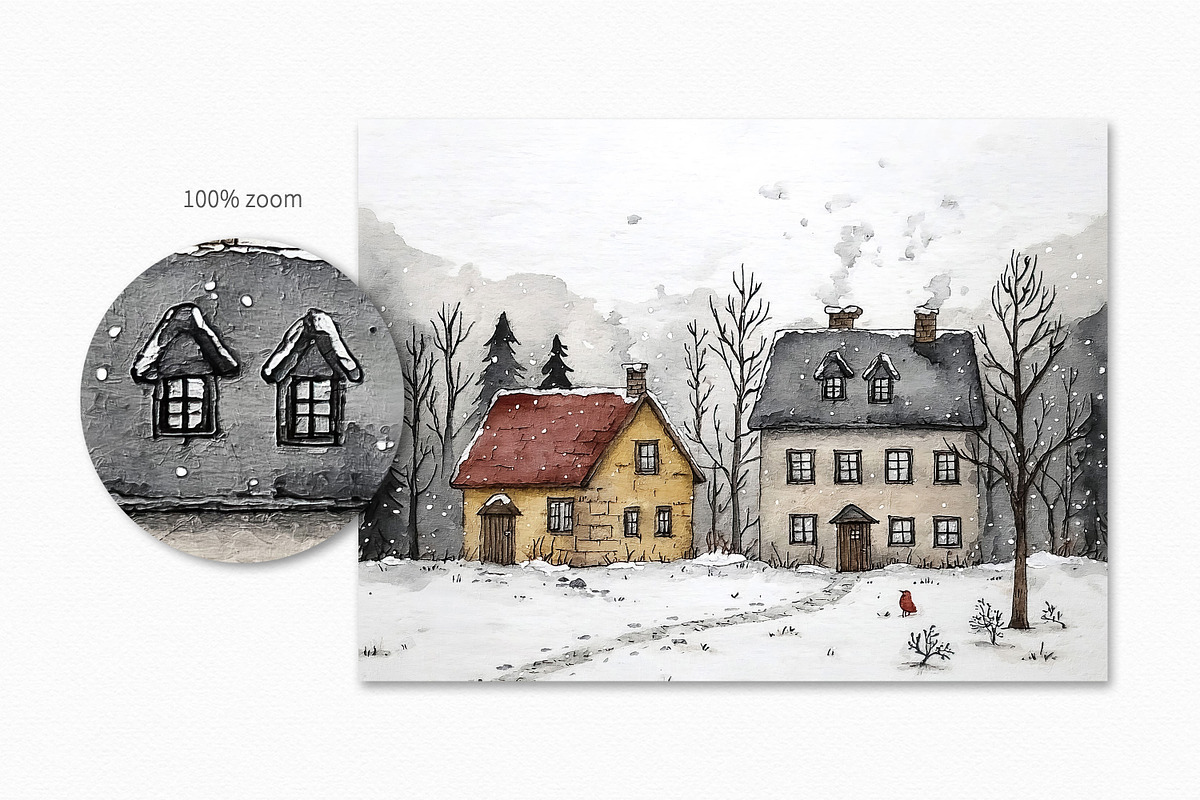 Winter Houses, a Decorative Illustration by rileyBgraphics (Photo 6 of 6)