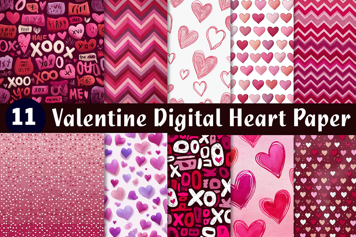 valentine digital heart paper, an Illustration by CreationArt (Photo 1 of 3)