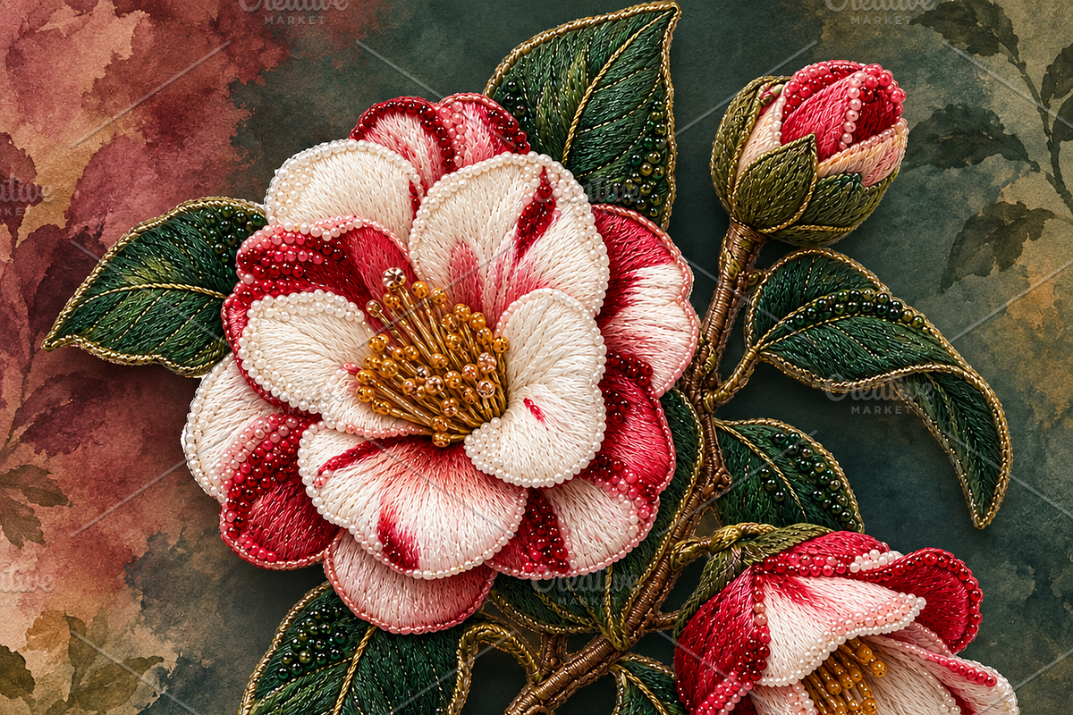 Beaded Camellia PNG, an Object Graphic by The Edit (Photo 3 of 3)