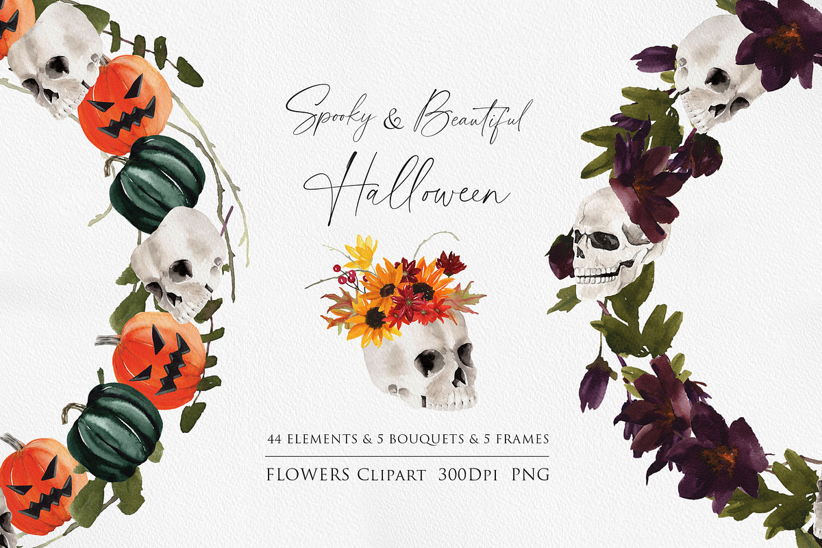 Watercolor flower - Spooky Halloween, an Illustration by Beigetime (Photo 1 of 9)