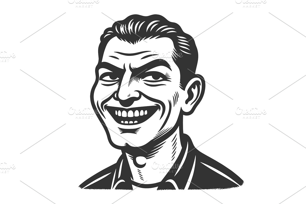 Smirking Man Face Internet Troll, a Person Illustration by AlexArt