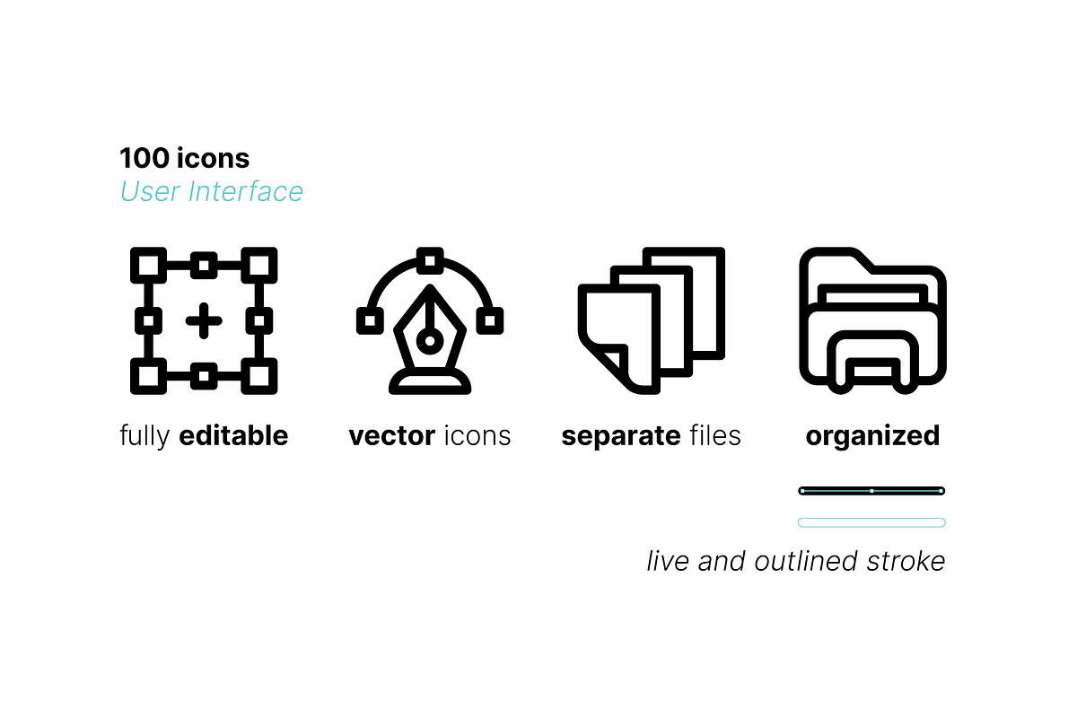 100 User Interface Micro Icons, an Outline Icon by Side Project (Photo 4 of 6)