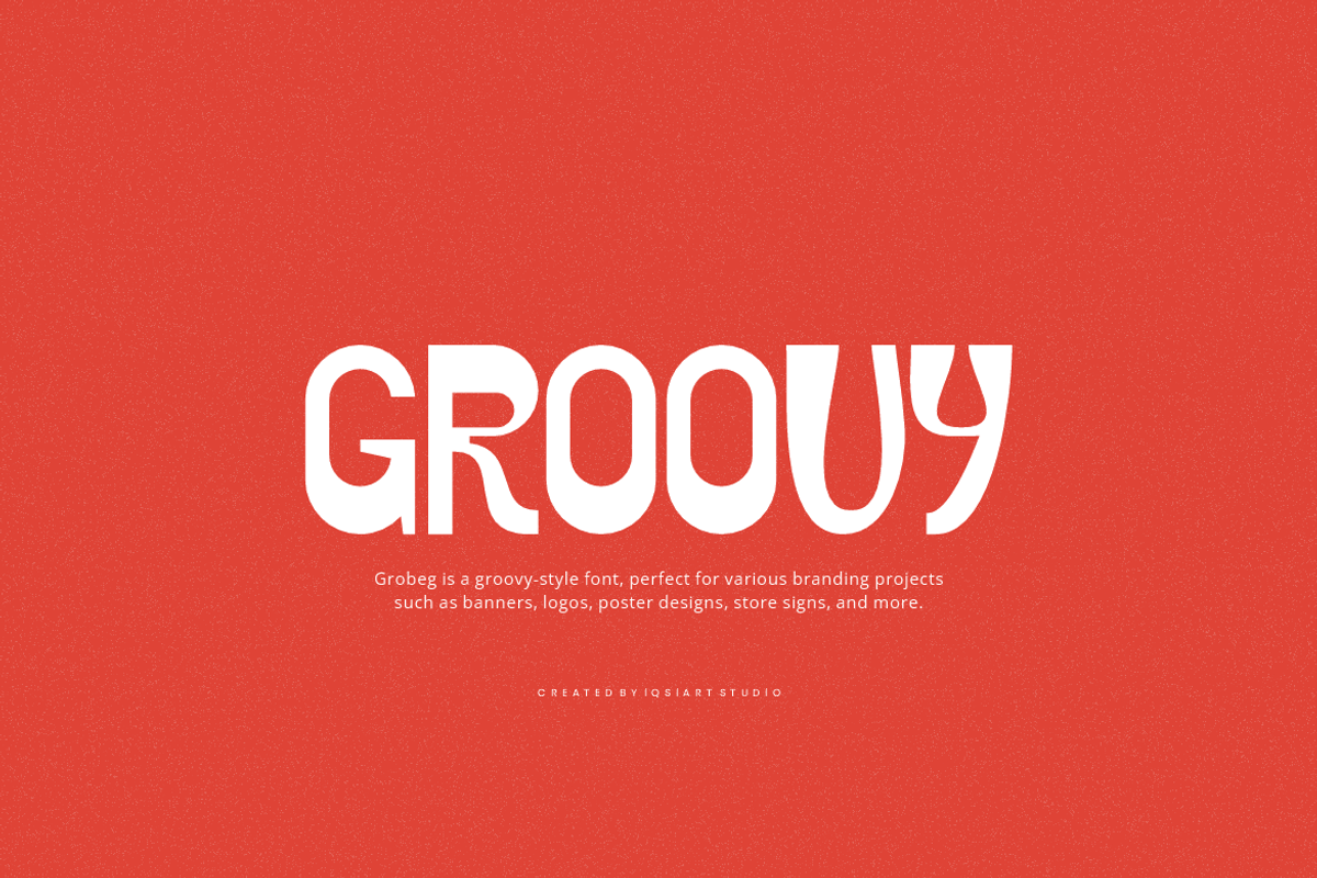 Grobeg - Groovy Font, a Sans Serif Font by Iqsiart Studio (Photo 2 of 7)