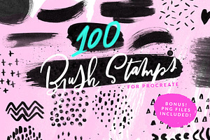 100 Paint Brush Stamps for Procreate