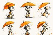 Dogs with Umbrellas Clipart Bundle, an Animal Illustration by Design Scotch (Thumbnail 3 of 10)