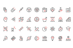 Science research technology icons, an Illustration by Lemberg Vector