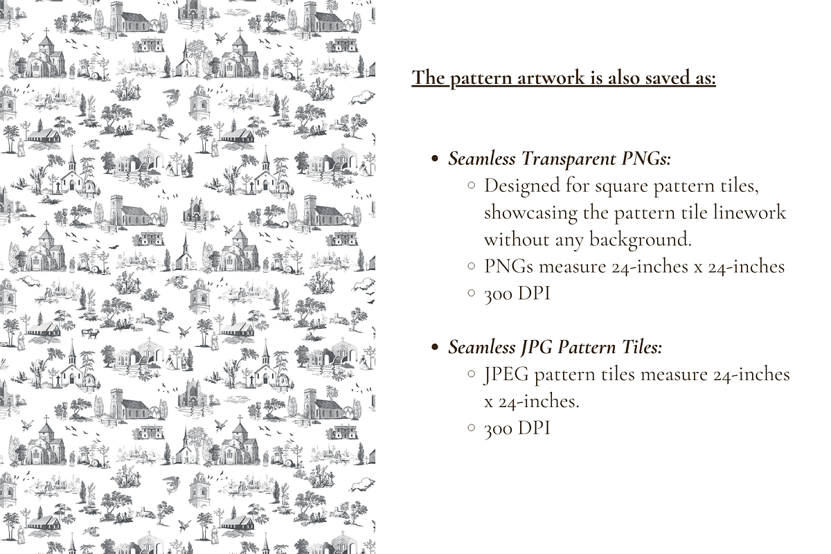 Old Church Toile de Jouy Print, a Background Graphic by Hughes Studio (Photo 6 of 7)