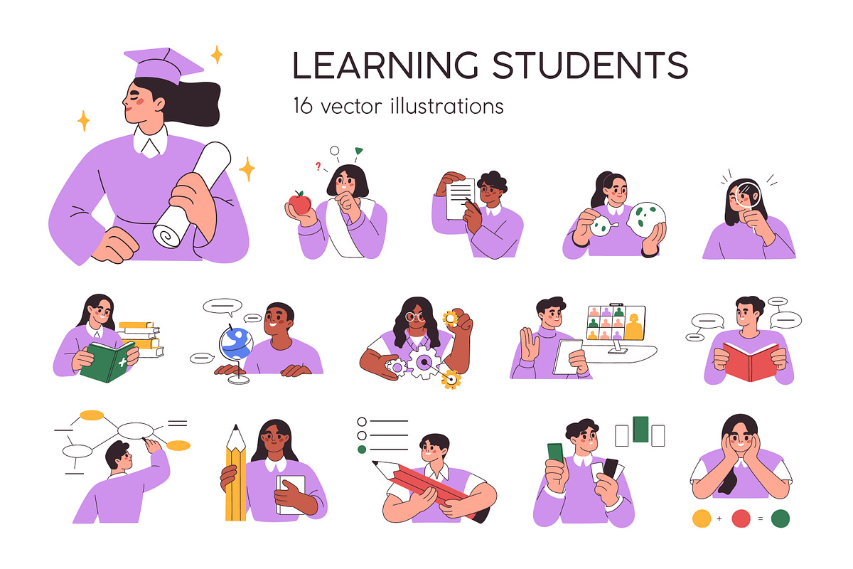 Students learn, study. Education set, an Education Illustration by Good Studio (Photo 1 of 17)
