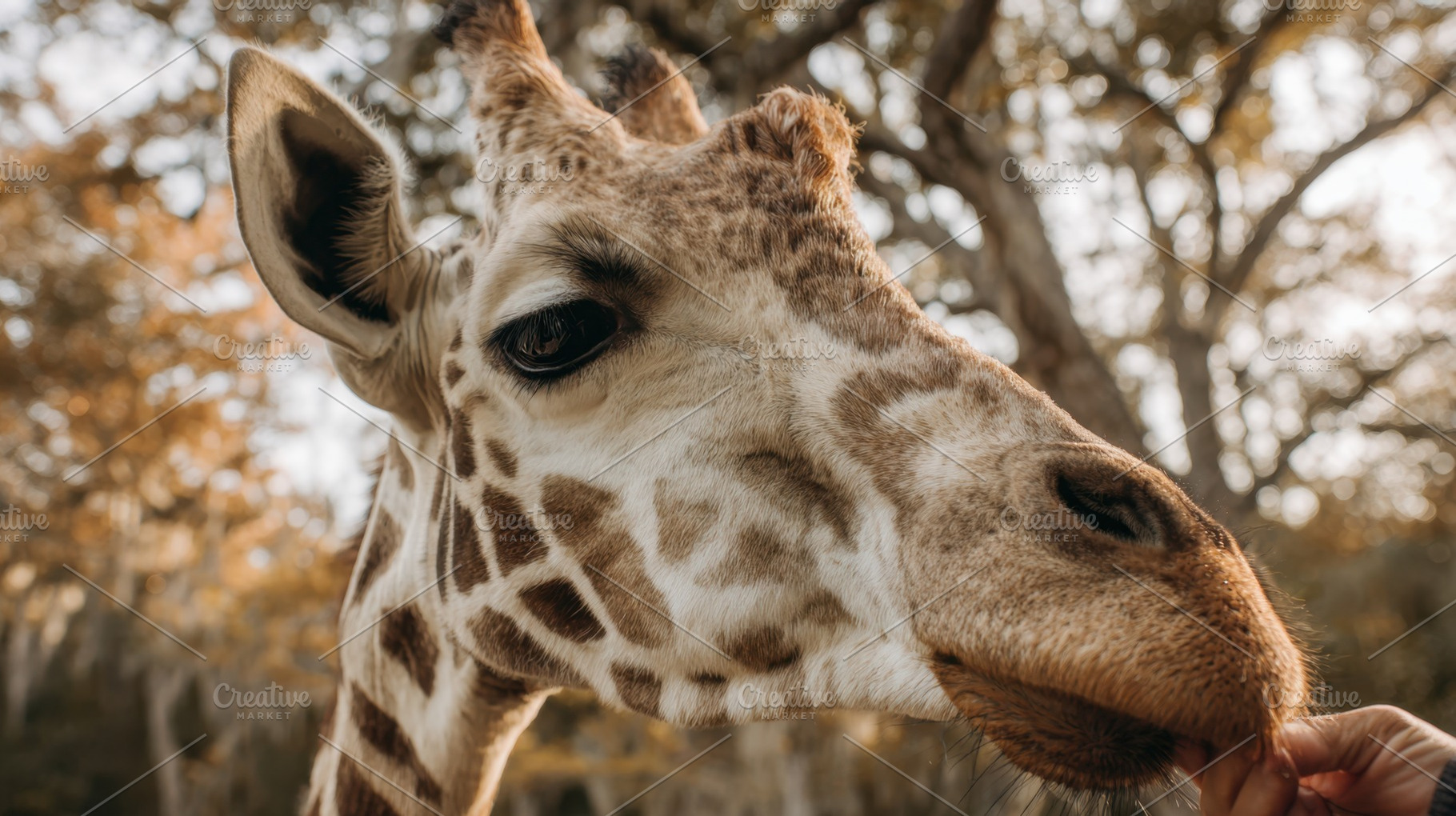 Giraffe gets food from human hand, a Photo by Beautiful things
