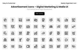 Advertisement Icons – Digital Market, a Solid Icon by Wencory