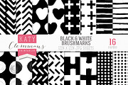Black & White brush marks paper pack, a Pattern Graphic by Katy Clemmans (Thumbnail 1 of 5)