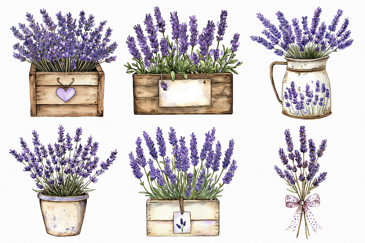 Watercolor Lavender Bouquet Clipart, an Illustration by Libby Wishes (Photo 4 of 4)