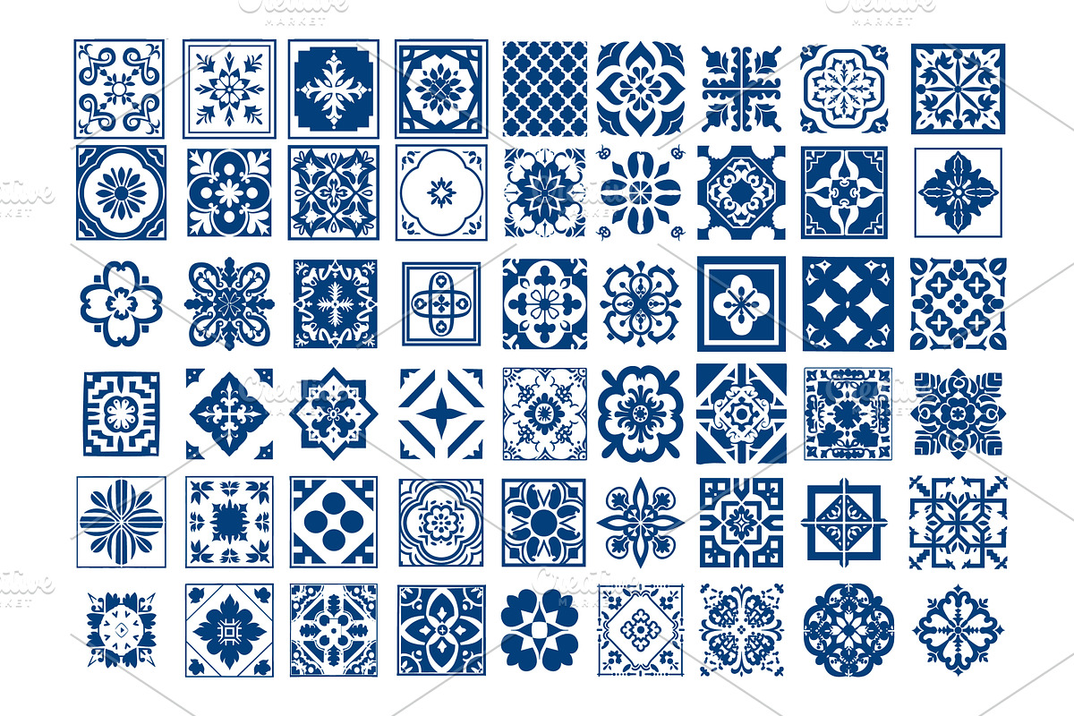 Azulejos tiles ornaments color ink, a Texture Illustration by Valerie Bodnar