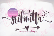 Srikonitta Script + Free Vectors, a Script Font by Aldedesign (Thumbnail 1 of 11)