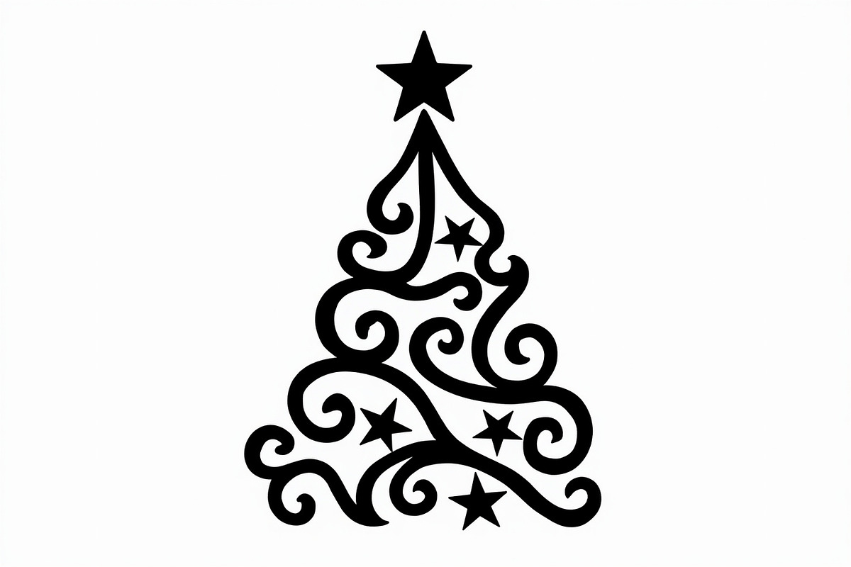 Festive Swirl Xmas Tree Bundle, an Illustration by yasushie (Photo 8 of 21)