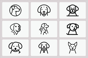 Dog Head Icons Minimalist Outline, an Animal Illustration by Vectorium Studio