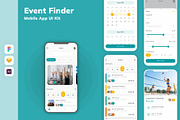 Event Finder Mobile App UI Kit, an UI Kit Template by uicube (Thumbnail 1 of 3)