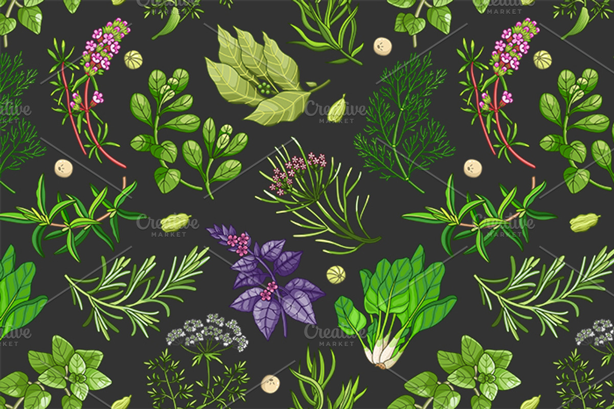 Green pattern with herbs and spices, a Pattern Graphic by Primula`s shop (Photo 3 of 3)