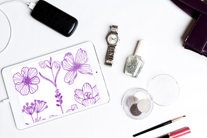 15 Beautiful Flowers Brush Stamps