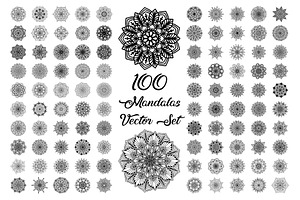 100 Mandalas Vector Set
