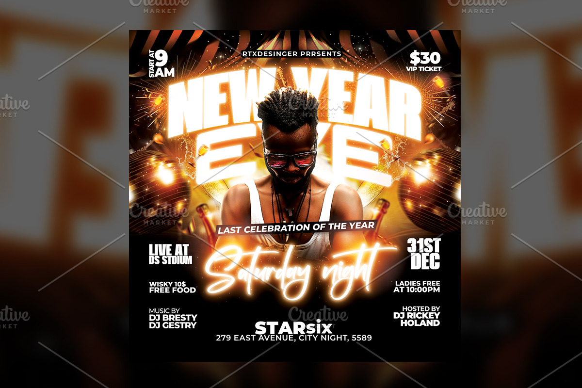 New Year Eve 2025 Party Flyer, a Flyer Template by RTXdesinger99 (Photo 2 of 3)