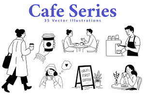 35 Cafe | Coffee vector Illustration, a Person Illustration by aivos