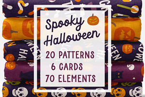 Halloween patterns cards elements