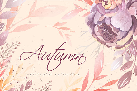 AUTUMN FLOWERS watercolor clipart