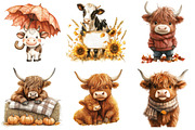 Watercolor Autumn Haighland Cow png, an Illustration by Watercolor design (Thumbnail 3 of 4)