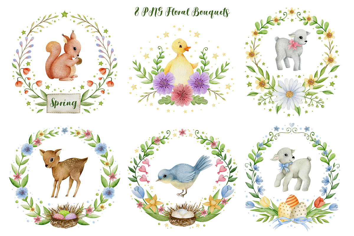 Watercolor Spring Collection., an Animal Illustration by Kira Konoshenko (Photo 15 of 21)