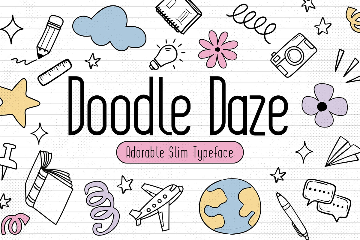 Doodle Daze - Adorable Slim Typeface, a Sans Serif Font by HipFonts (Photo 1 of 7)