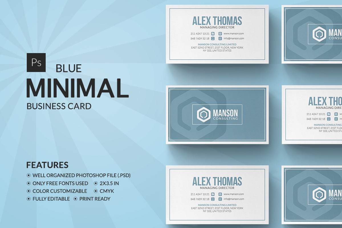Minimal Blue Business Card, a Business Card Template by Marvel (Photo 1 of 6)