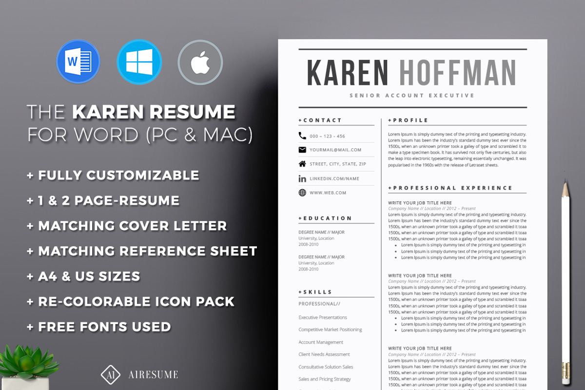Modern Resume Template, a Resume Template by A1RESUME (Photo 2 of 6)
