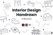 Interior Design Handrawn Vector, an Object Graphic by SLAB! Design (Thumbnail 1 of 2)