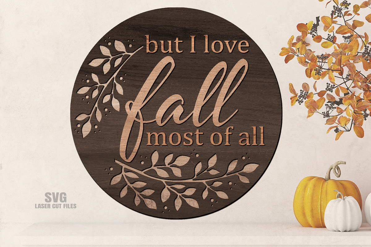 Round Fall Sign SVG Laser Cut Files, a Graphic by Cloud9DesignSVG (Photo 1 of 5)