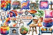 Watercolor Home Decor Clipart Bundle, an Illustration by Canvas Craft (Thumbnail 1 of 7)