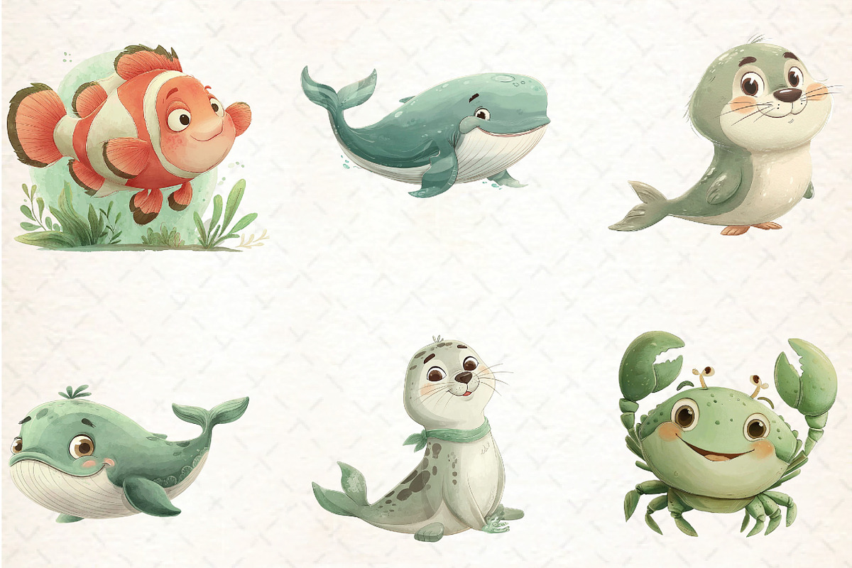 Under the Sea Watercolor Clipart, an Illustration by DreamCafeArt (Photo 6 of 7)