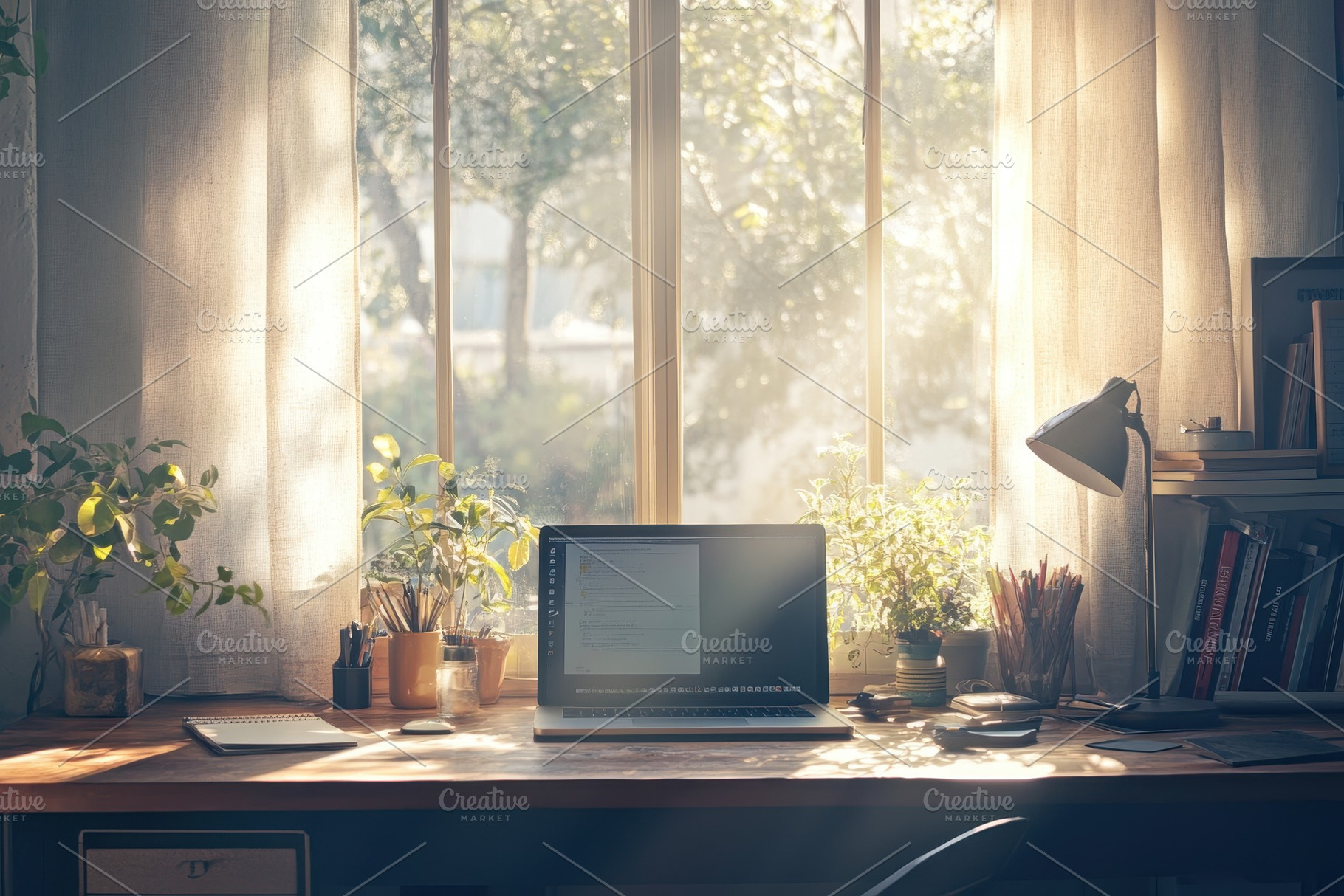 Sunlit workspace featuring a laptop, a Photo by Iftikhar Alam
