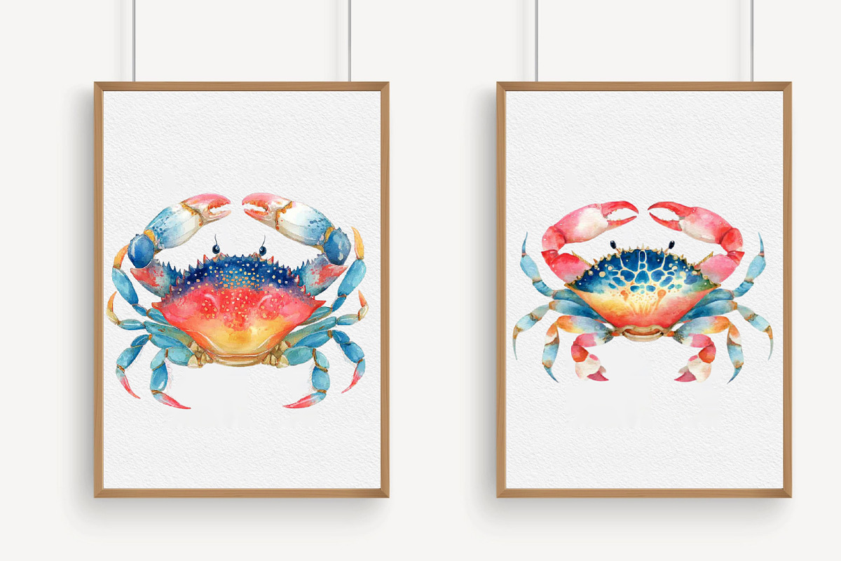 Watercolor Crab Clipart, an Illustration by Libby Wishes (Photo 3 of 7)