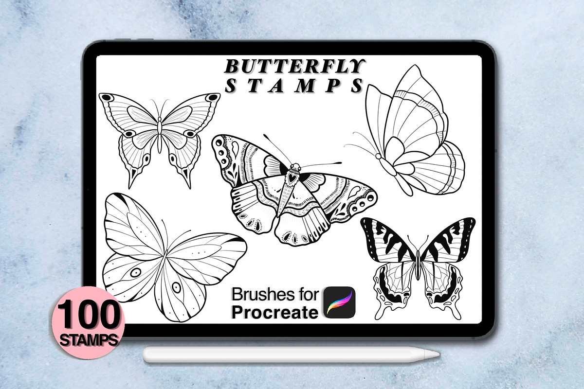100 procreate butterfly stamps, a Brush Add-On by Arts For Peace (Photo 7 of 9)