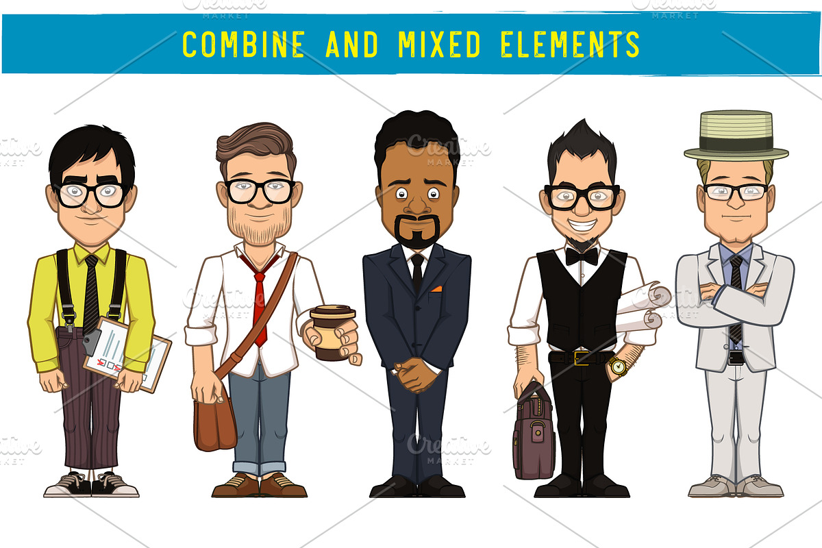 Businessman characters creation kit, a Work Illustration by yuanden graphics (Photo 4 of 15)