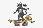 Pizza Cat Skateboard, an Animal Illustration by Mangustudio (Thumbnail 3 of 3)