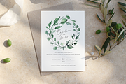 6 Piece Greenery Wedding Invite Set, an Invitation Template by R Whitehurst Design (Thumbnail 5 of 11)