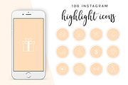 100 Instagram Story Highlight Icons, a Social Media Template by Blog&Glow (Thumbnail 1 of 2)