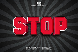 Stop Red 3d Editable Psd Text Effect, a Layer Style Add-On by bdrobin