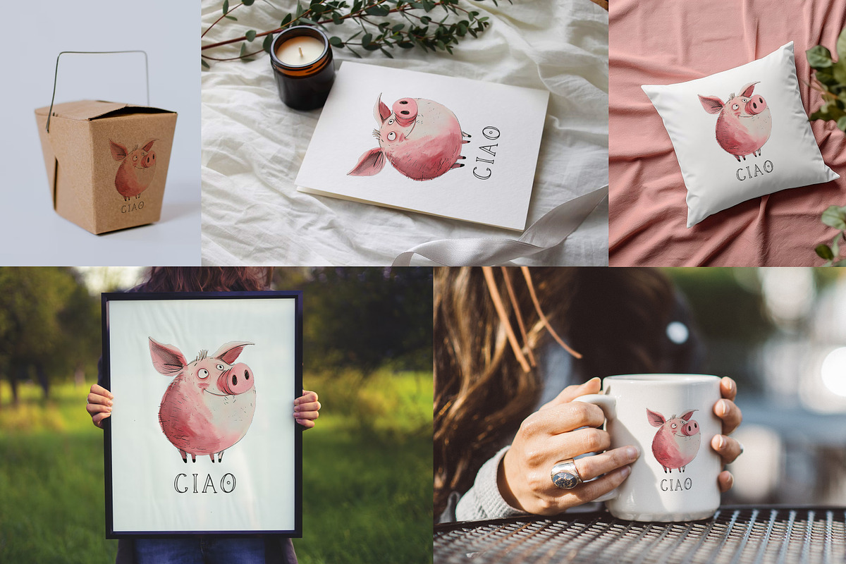 Quirky Pig clipart, an Animal Illustration by PaintPixelCo (Photo 3 of 9)