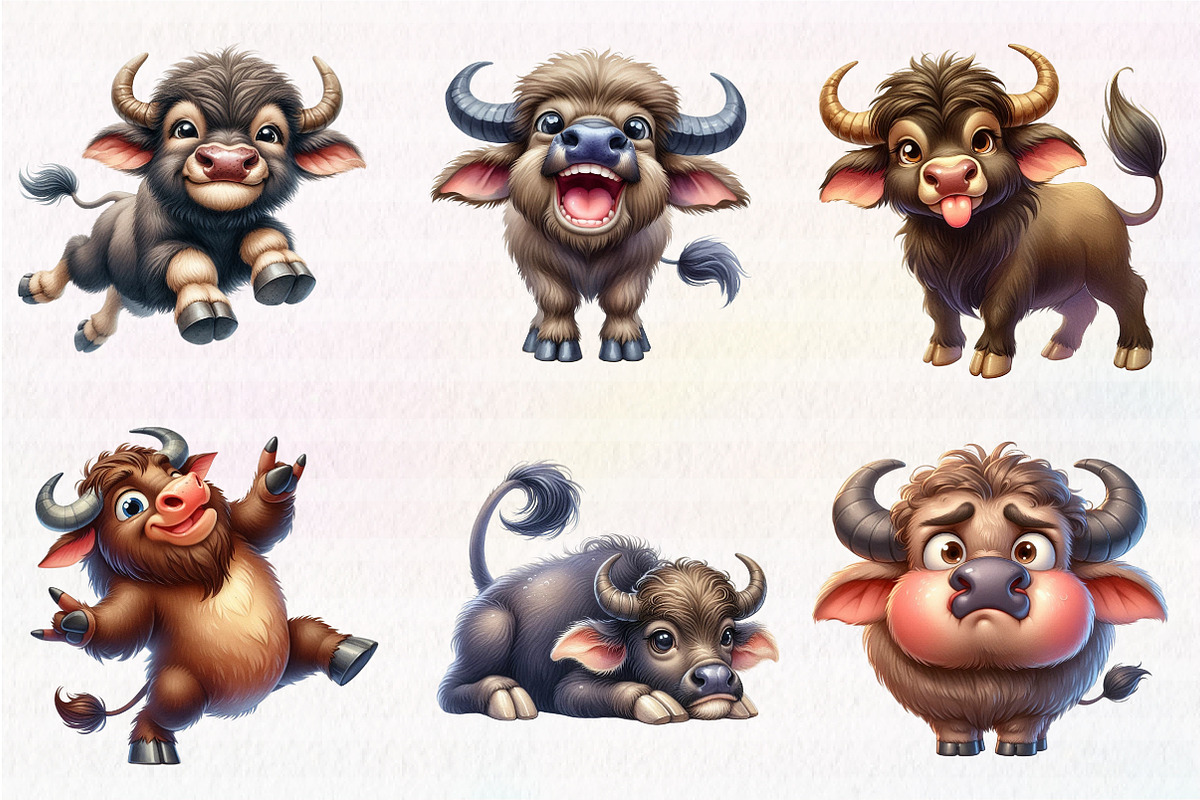 Funny Buffalo Clipart, an Illustration by CreationArt (Photo 4 of 5)
