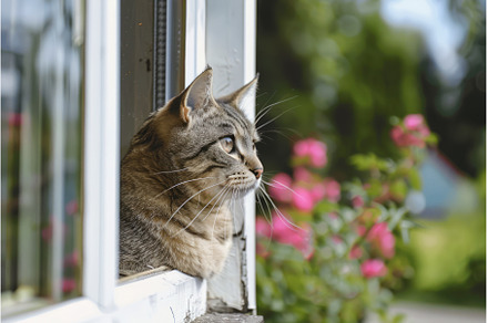 cat sitting on window sill, an Animal Photo by Neirfy